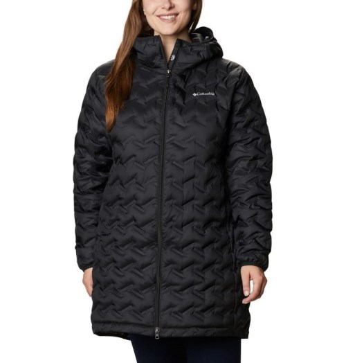 Women's Columbia Delta Ridge Long Down Jackets Black | Plus Size CA-RAL56